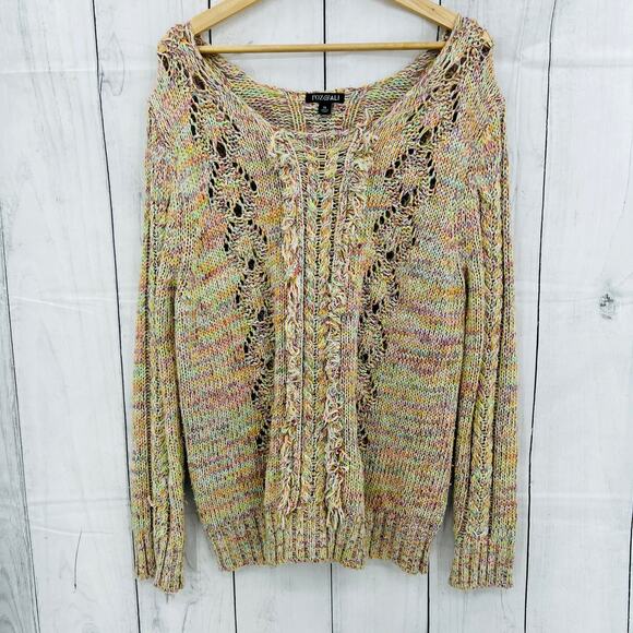 Roz & Ali XL Green Multi Pastel Knit Sweater Long Sleeve Boat Neck Pullover - Picture 1 of 7